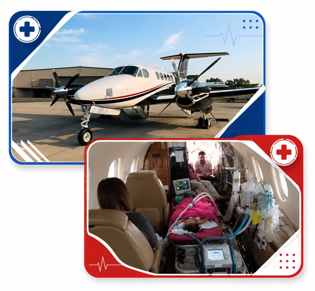 Air ambulance providing critical care patient transportation